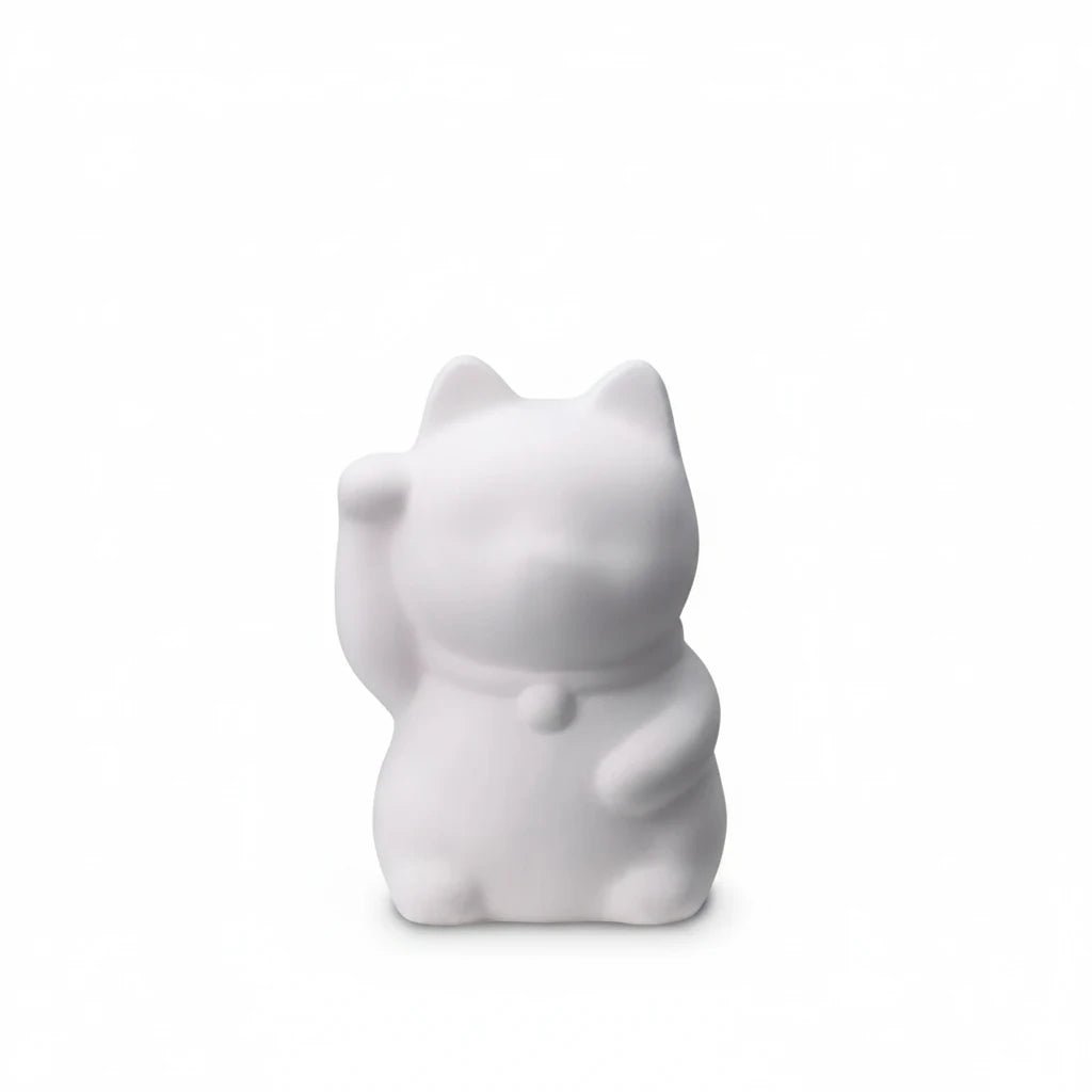 Hand Painted Lucky Cat (Right Paw Up) Coin Bank – DIY Ceramic