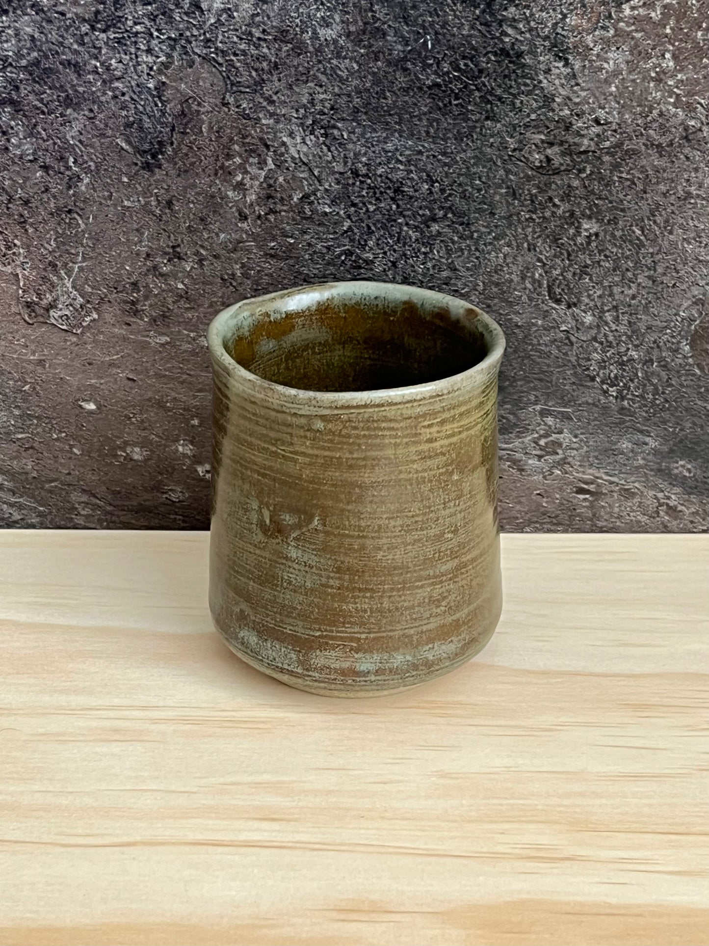 Bizen Ware cup -Natural earthy brown with gray-green ash hues-