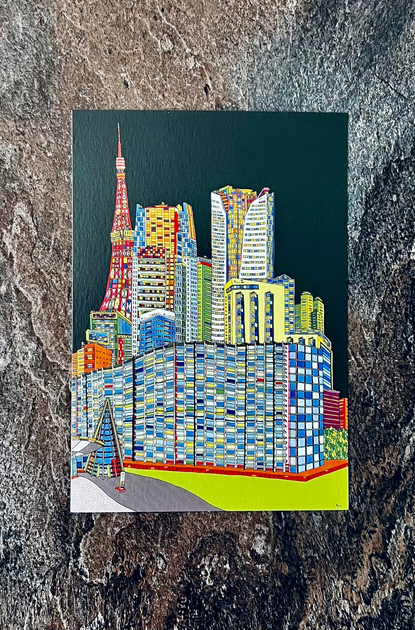 Colorful Tokyo Cityscape Postcard