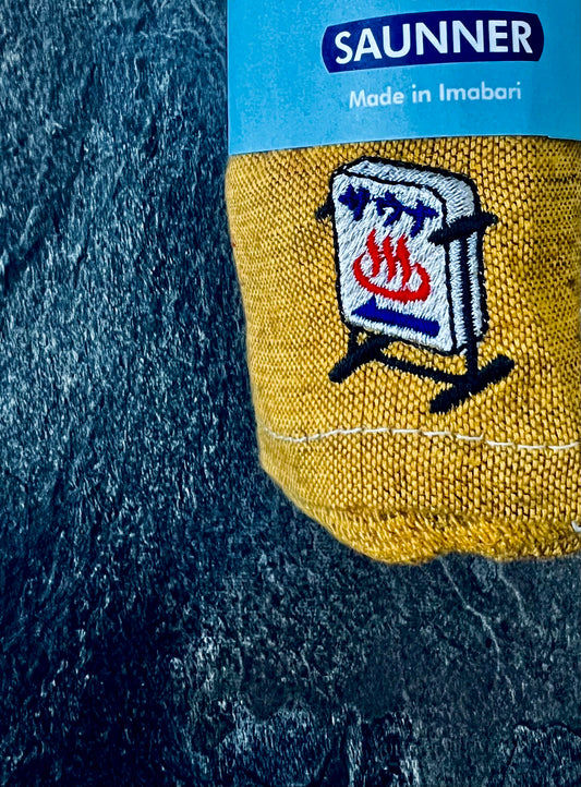 TOTO NOI – MOKU Light Sauna Towel with Stove Embroidery (Made in Imabari)