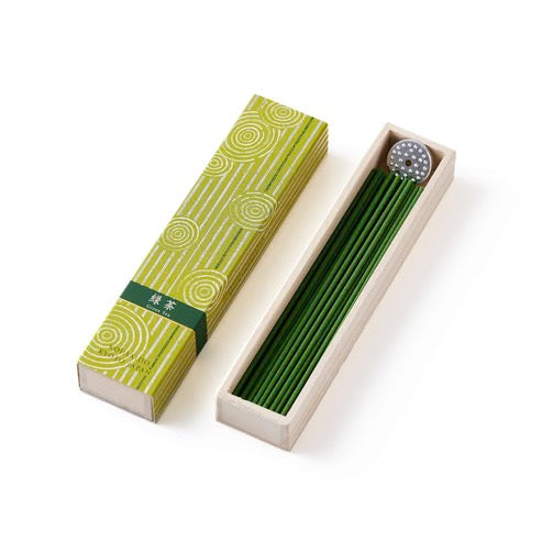 KOSAIDO KYOTO – Green Tea Incense Sticks (40 Sticks) with Aluminum Holder