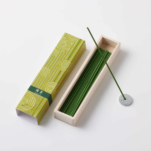 KOSAIDO KYOTO – Green Tea Incense Sticks (40 Sticks) with Aluminum Holder