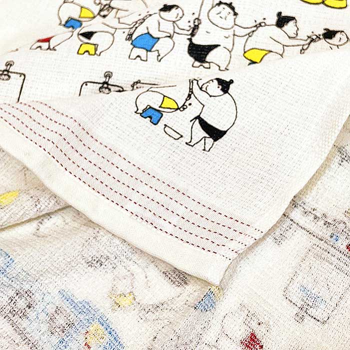 Imabari Towel Tenugui (Nunogoyomi Series) “すもう銭湯　Sumo Sento ♨️”