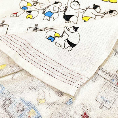 Imabari Towel Tenugui (Nunogoyomi Series) “すもう銭湯　Sumo Sento ♨️”