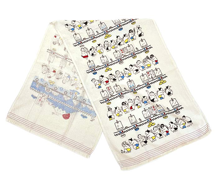 Imabari Towel Tenugui (Nunogoyomi Series) “すもう銭湯　Sumo Sento ♨️”