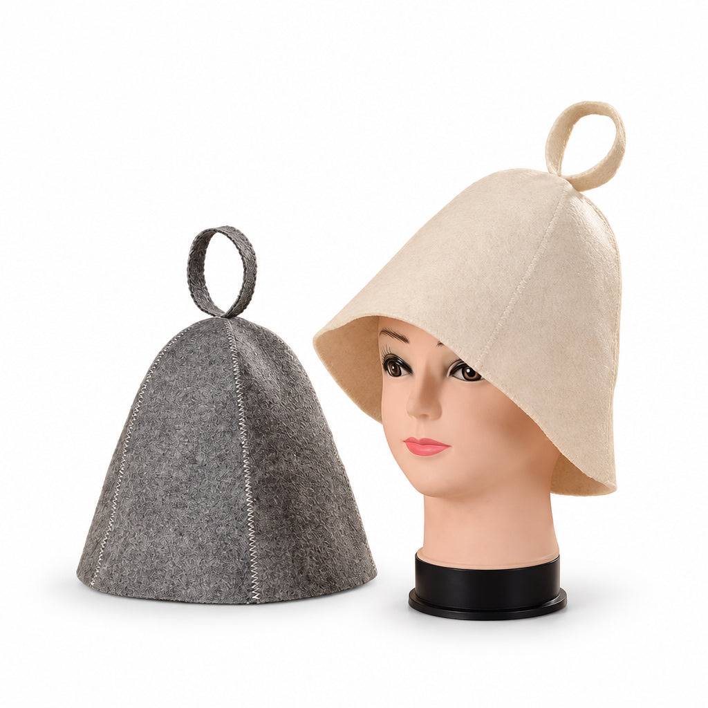 Japanese Wool Felt Sauna Hat – 100% Wool / White