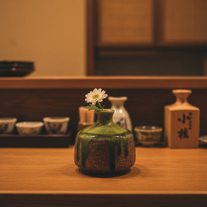 Mino Ware Handmade Bud Vase “Koke” (Moss)