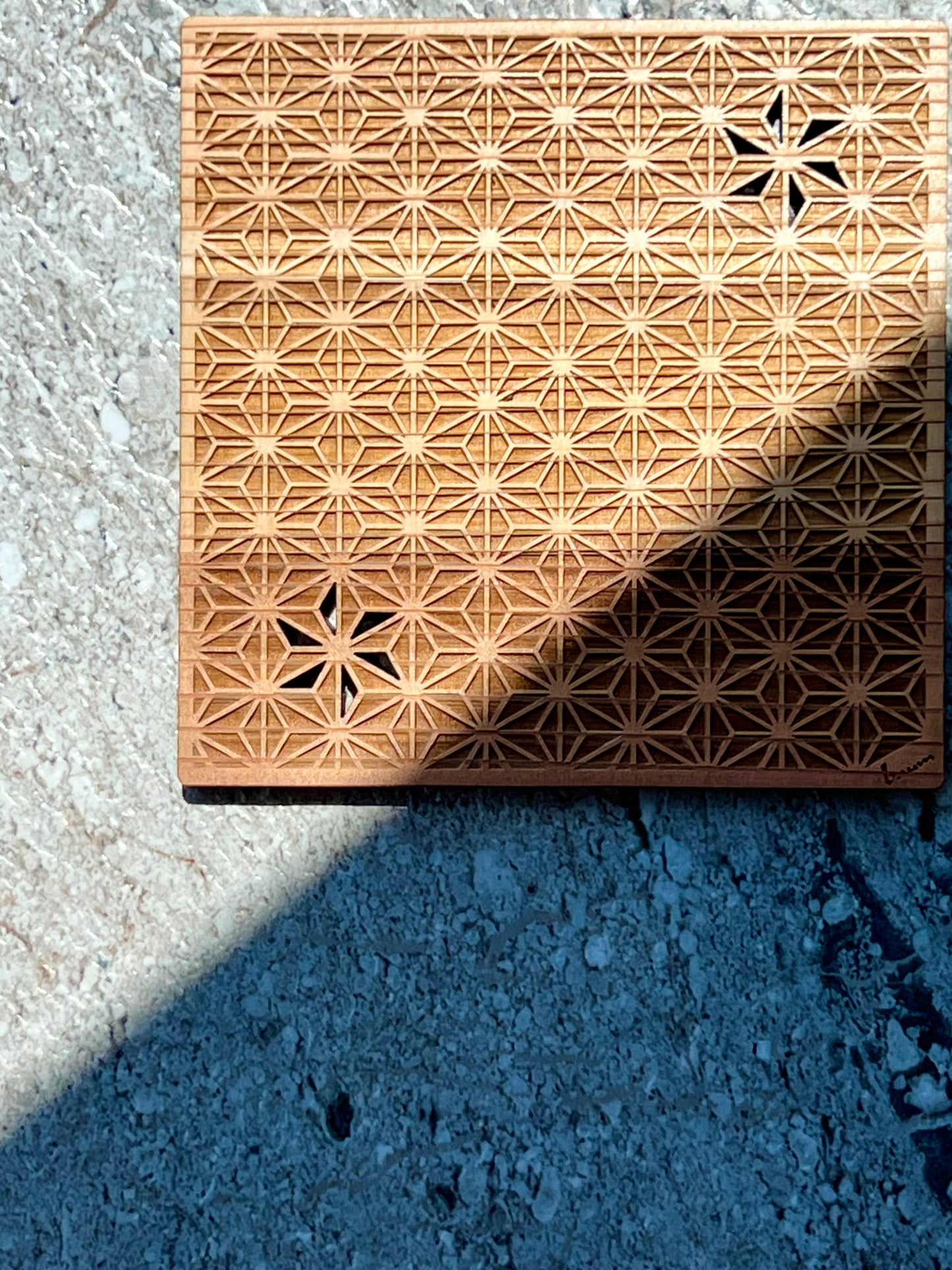Wooden Coaster with Asanoha Pattern – Tosa Reihoku Cedar