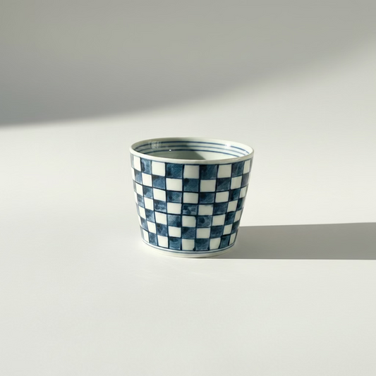 The Art of Indigo Modern Hasami Ware Cup "Ichimatsu Pattern"
