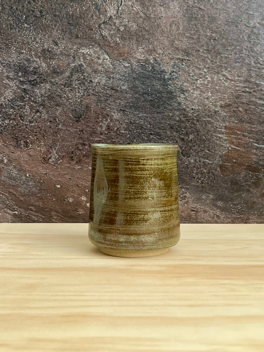 Bizen Ware cup -Natural earthy brown with gray-green ash hues-