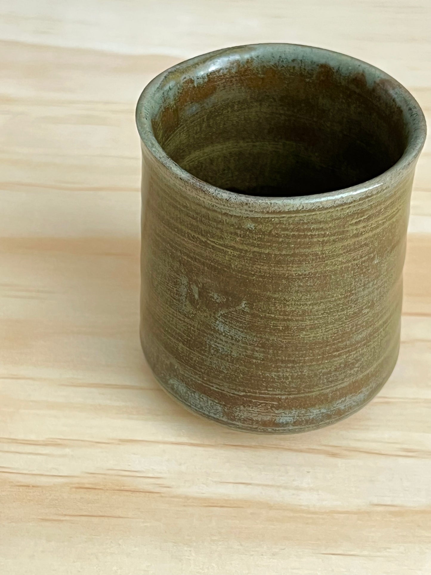 Bizen Ware cup -Natural earthy brown with gray-green ash hues-