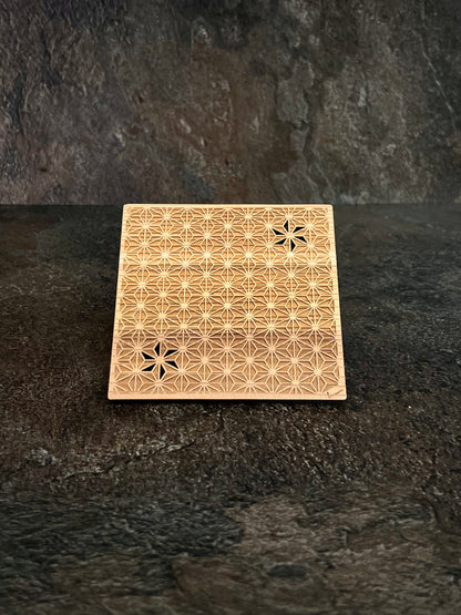 Wooden Coaster with Asanoha Pattern – Tosa Reihoku Cedar