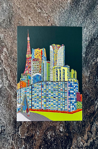 Colorful Tokyo Cityscape Postcard