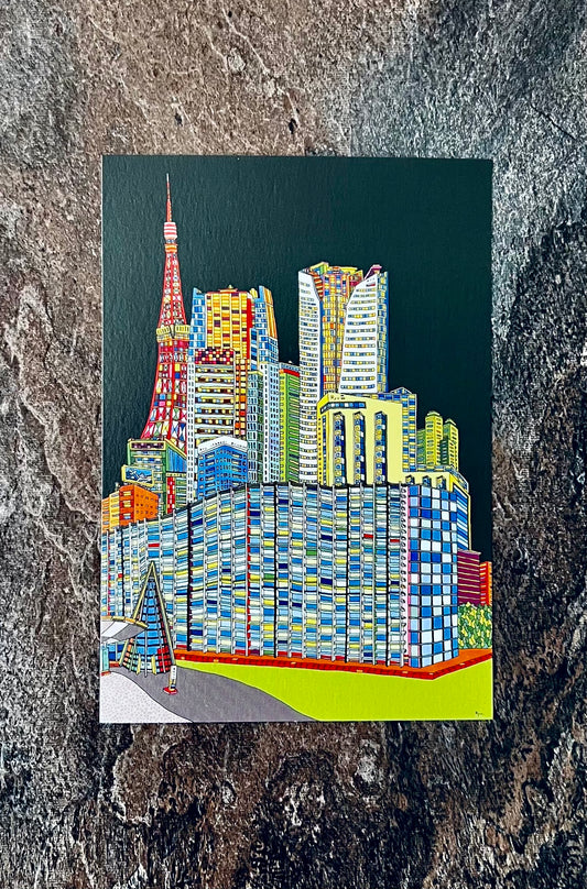 Colorful Tokyo Cityscape Postcard