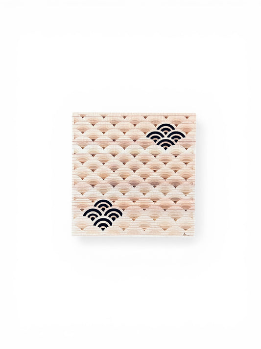 Wooden Coaster with Seigaiha Pattern – Tosa Reihoku Cedar