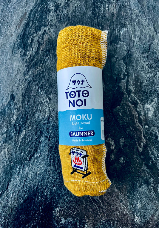 TOTO NOI – MOKU Light Sauna Towel with Stove Embroidery (Made in Imabari)