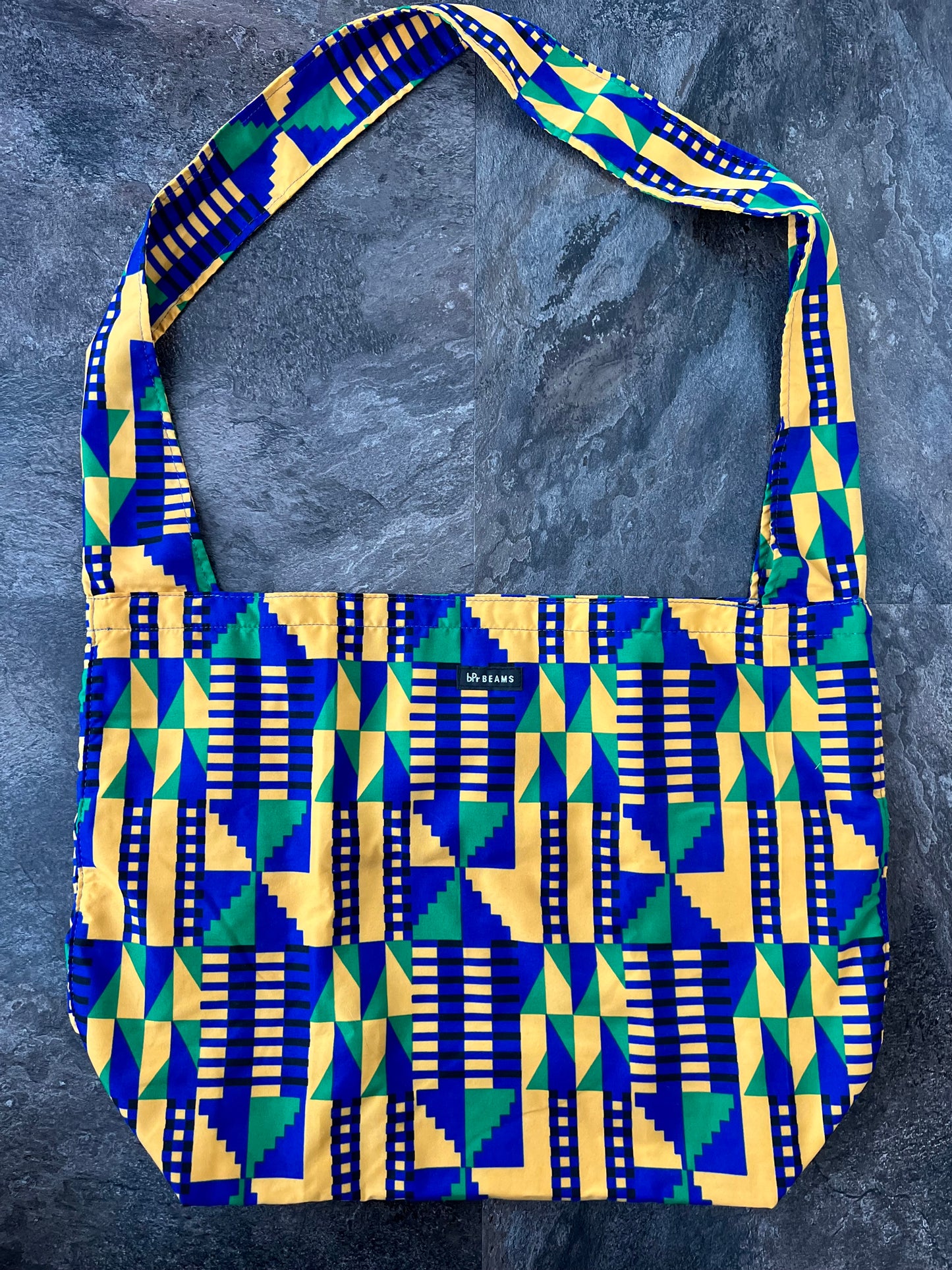 bPr BEAMS Batik Shoulder Eco Bag 2025 – YELLOW/GEOMETRIC – One Size