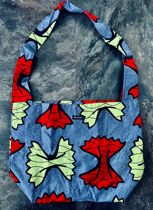 bPr BEAMS Batik Shoulder Eco Bag 2025 – DENIM/FARFALLE – One Size