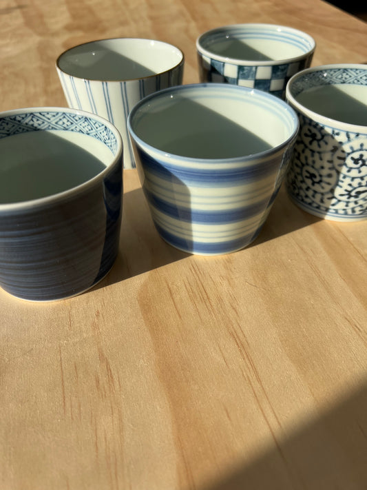 The Art of Indigo Modern Hasami Ware Cup - Indigo Horizon Stripes (藍縞 / Ai-shima)