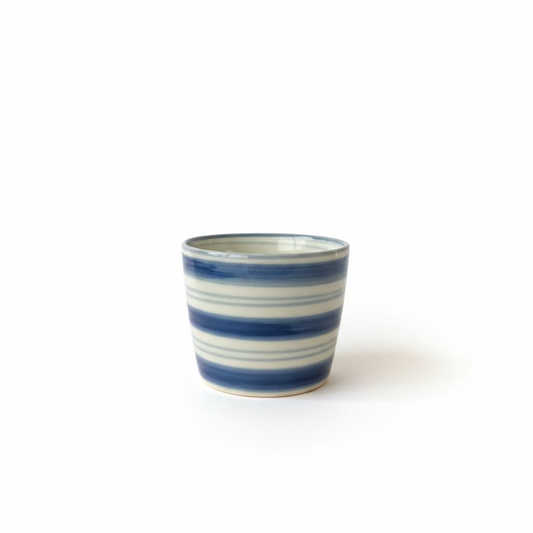 The Art of Indigo Modern Hasami Ware Cup - Indigo Horizon Stripes (藍縞 / Ai-shima)