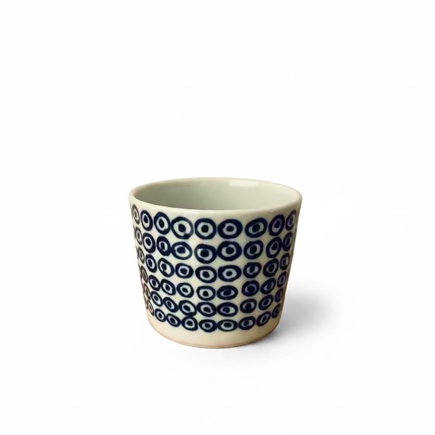 The Indigo Modern Hasami Ware Cup - Ai-Marumon series ”Janome Rings / 蛇の目紋”