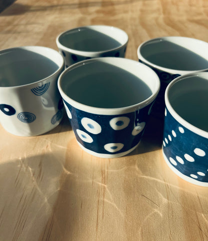 The Indigo Modern Hasami Ware Cup - Ai-Marumon series "Mizutama / 藍水玉"