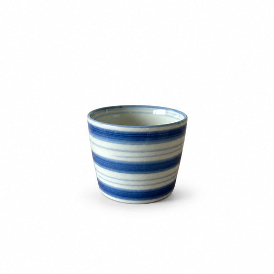 The Indigo Modern Hasami Ware Cup - Indigo Horizon Stripes (藍縞 / Ai-shima)