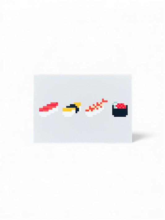 8-bit Sushi Postcard – Design by Makoto Oozu / Tokyo Pixel