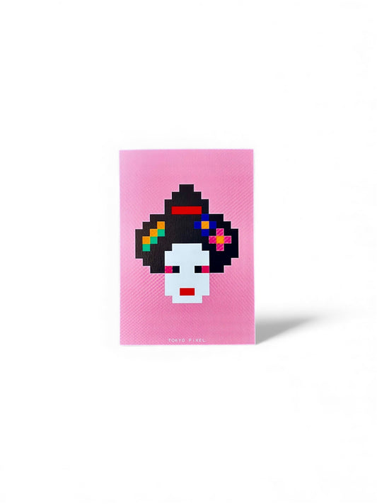 8-bit Geisha Postcard – Design by Makoto Oozu / Tokyo Pixel