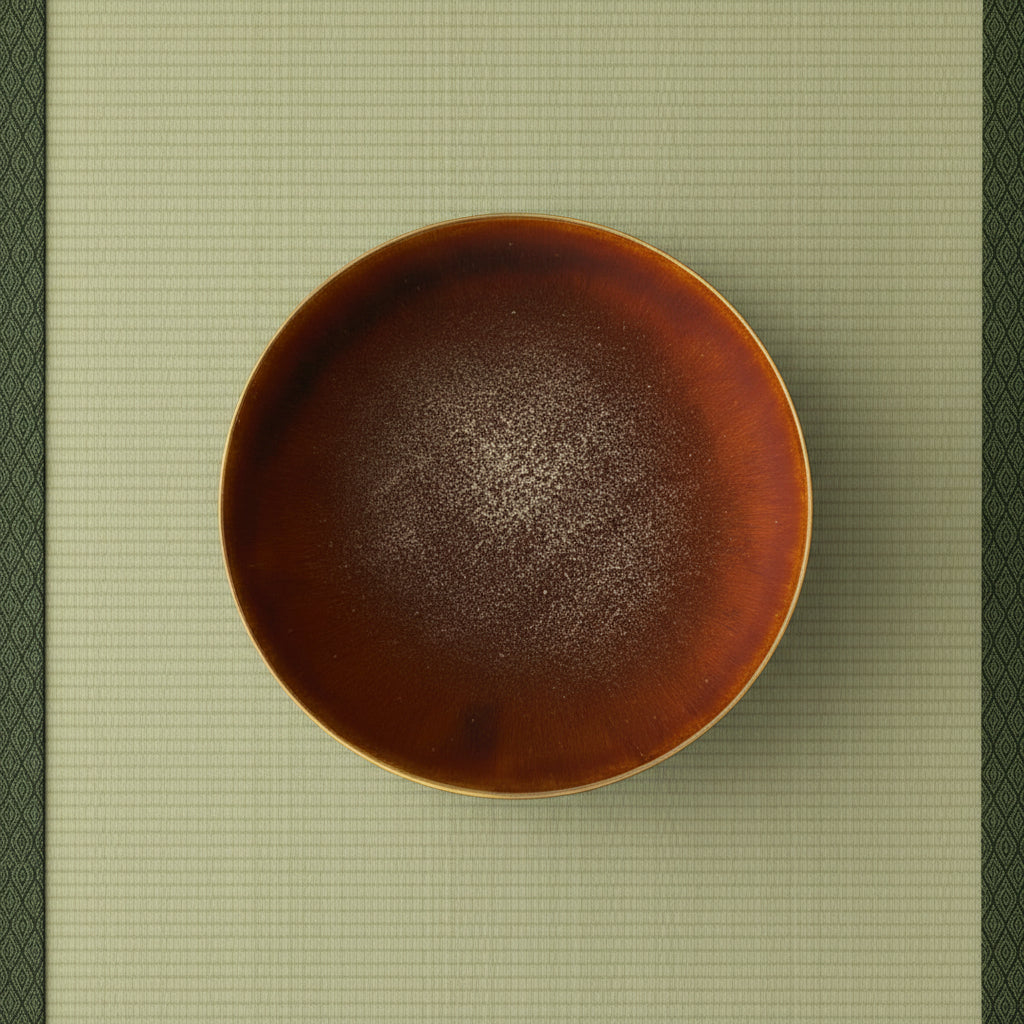 Mino Ware Plate (Diameter 215mm) – Kiln-Effect with Gold Accent