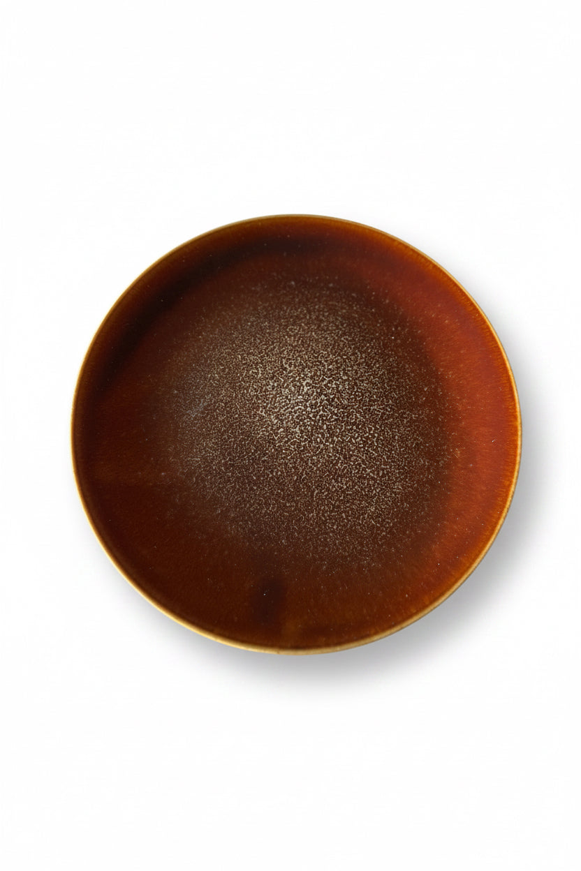 Mino Ware Plate (Diameter 215mm) – Kiln-Effect with Gold Accent