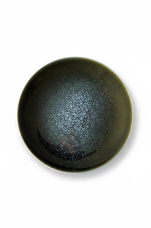 Mino Ware Plate (Diameter 215mm) – Oribe-Inspired Crystal Glaze