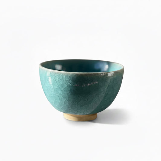 [Arita Ware] Celadon Glaze with Ice-Crackle Pattern (Kanyu) Teacup - Light Blue -